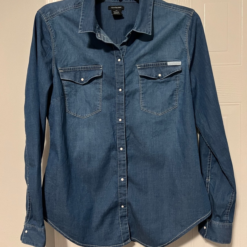 Calvin Klein denim snap front shirt